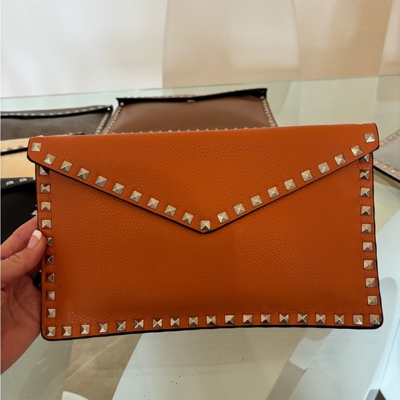 Studded Tan Envelope Clutch - Picture 1 of 6